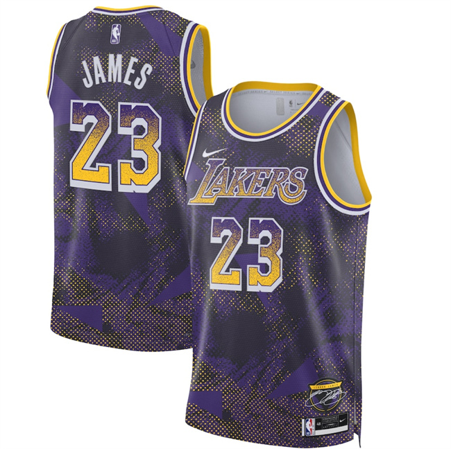 Men's Purple Los Angeles Lakers #23 LeBron James 2025 Select Series Swingman Stitched Basketball Jersey