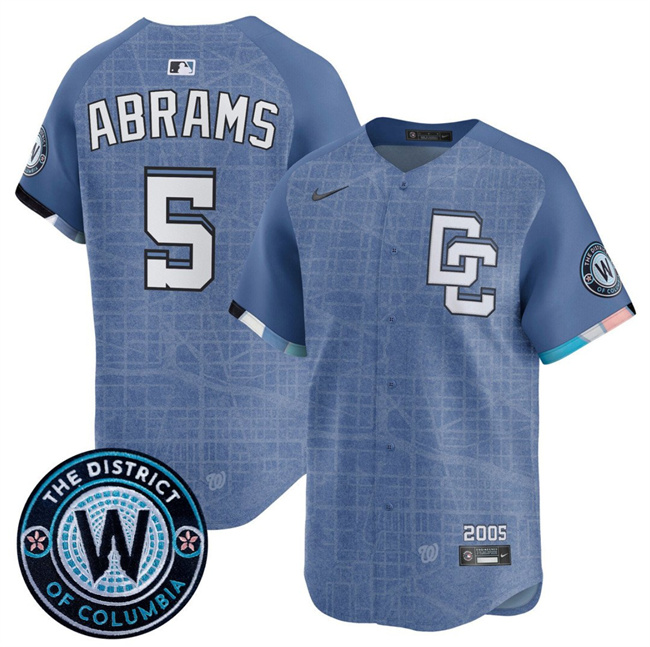 Men's Blue Washington Nationals #5 CJ Abrams 2025 City Connect Limited Stitched Baseball Jersey