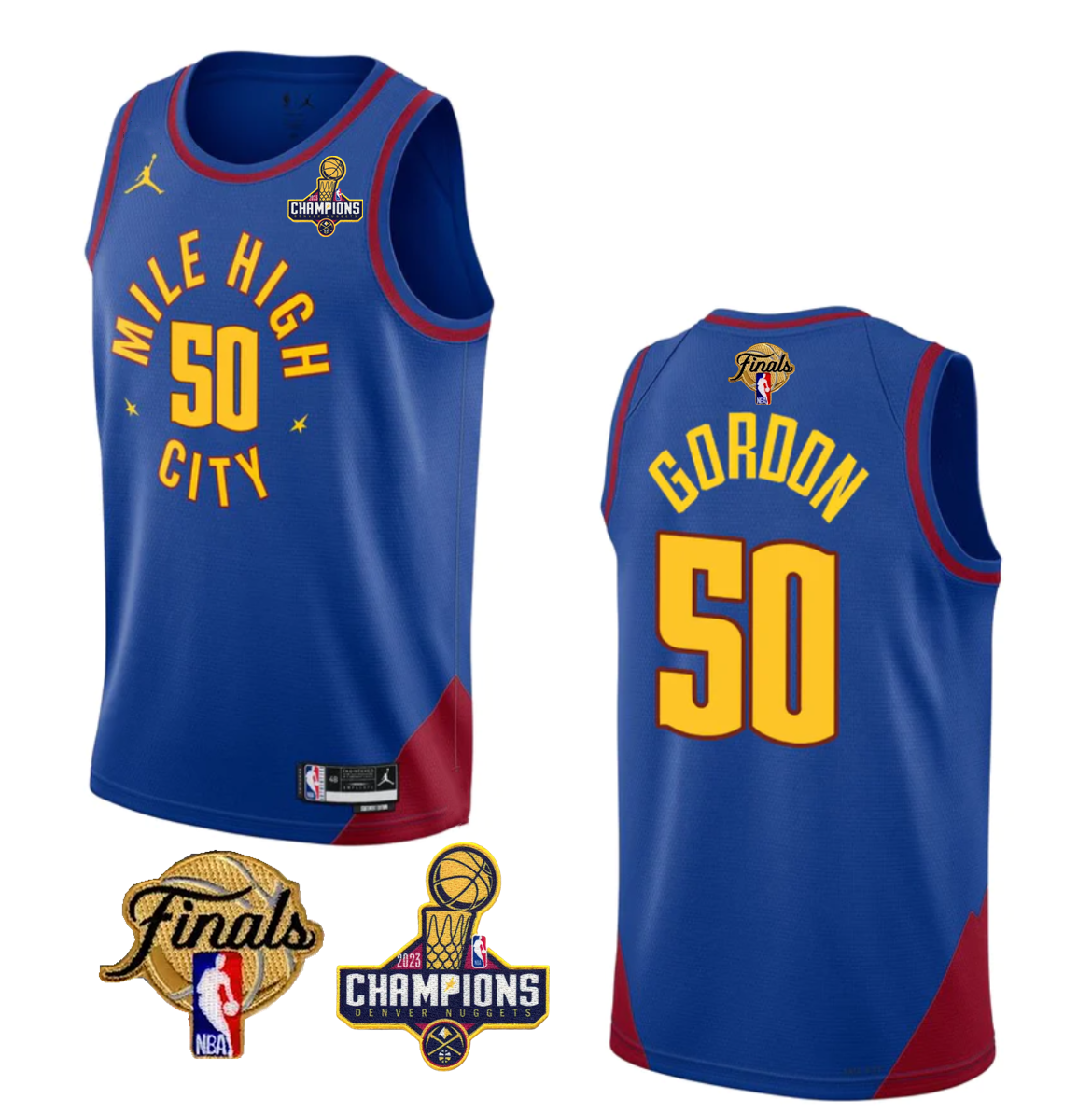 Men's Blue Denver Nuggets #50 Aaron Gordon 2023 Nuggets Champions Patch And Finals Patch Statemenr Edition Stitched Basketball Jersey
