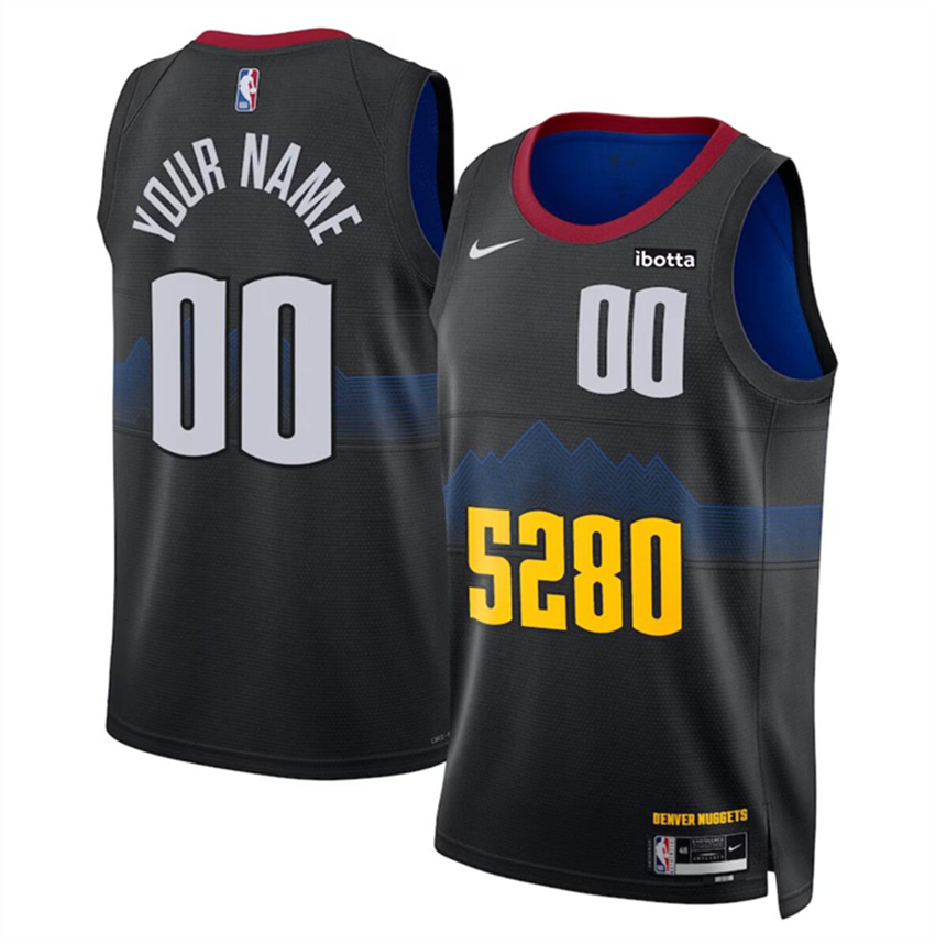 Men's Black Denver Nuggets Active Player Custom 2023/24 City Edition Stitched Basketball Jersey