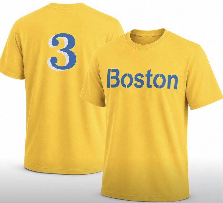 Men's Yellow Boston Red Sox T-Shirt