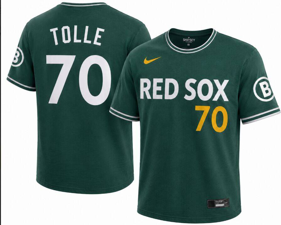 Men's Green Boston Red Sox #70 Payton Tolle T-Shirt