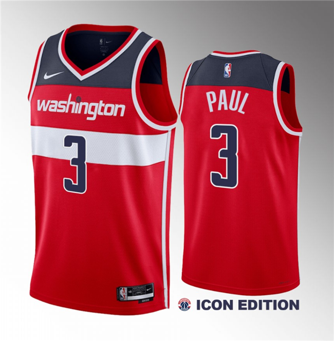 Men's Red Washington Wizards #3 Chris Paul Icon Edition Stitched Jersey
