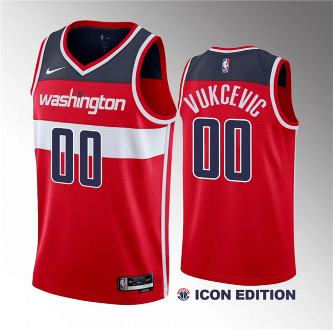 Men's Red Washington Wizards #00 Tristan Vukcevic 2023 Draft Icon Edition Stitched Jersey