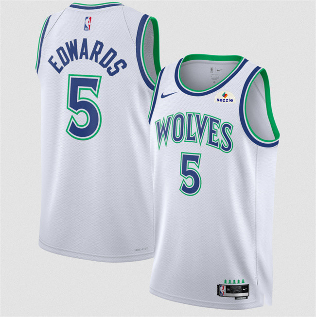 Men's White Minnesota Timberwolves #5 Anthony Edwards 2026/27 Association Edition Stitched Basketball Jersey