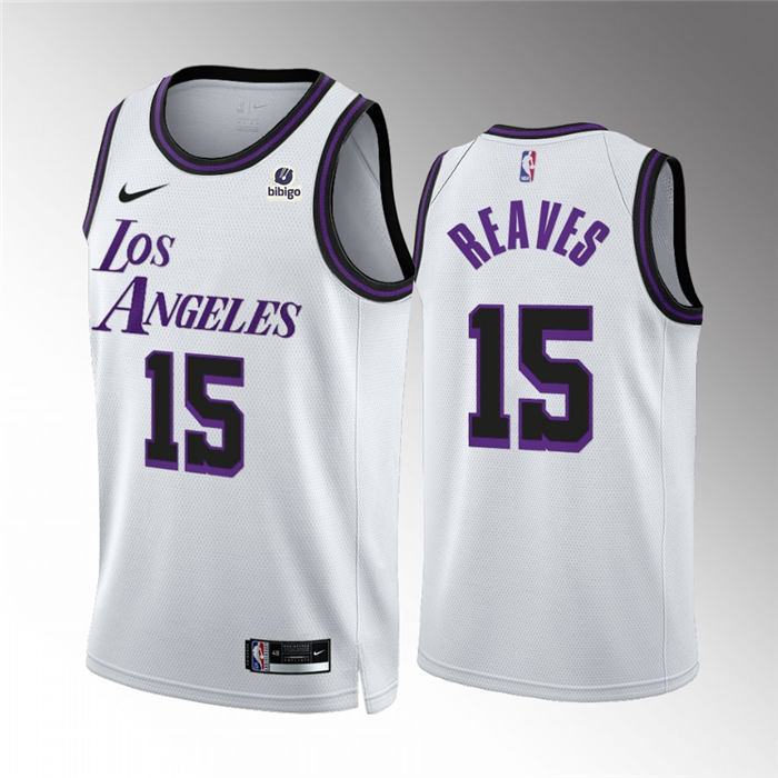 Men's White Los Angeles Lakers #15 Austin Reaves City Edition Stitched Basketball Jersey