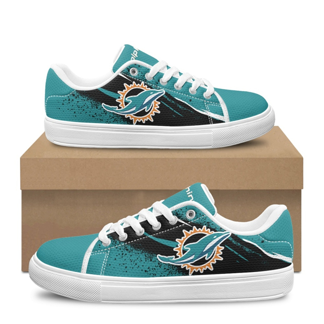 Women's Miami Dolphins Low Top Casual Sneakers/Shoes 001