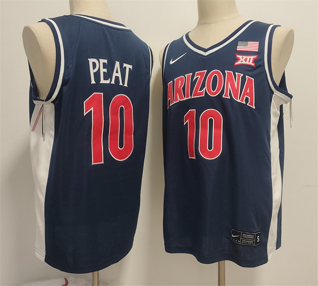 Men's Navy Arizona Wildcats #10 Koa Peat Stitched Jersey
