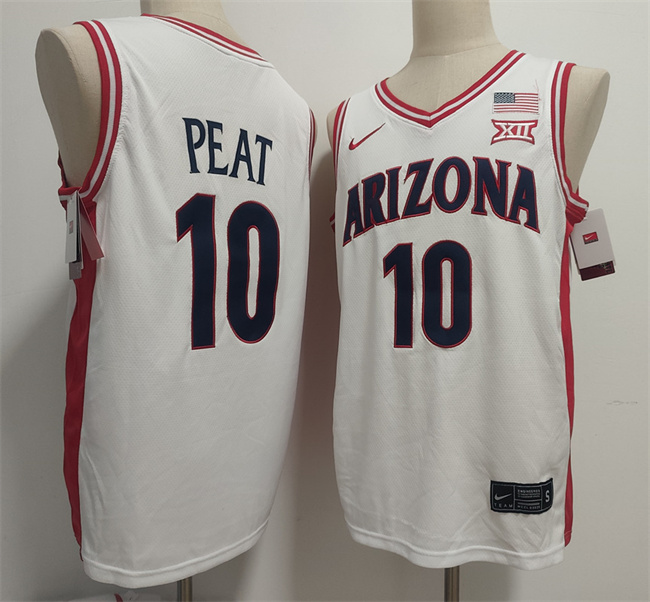 Men's White Arizona Wildcats #10 Koa Peat Stitched Jersey