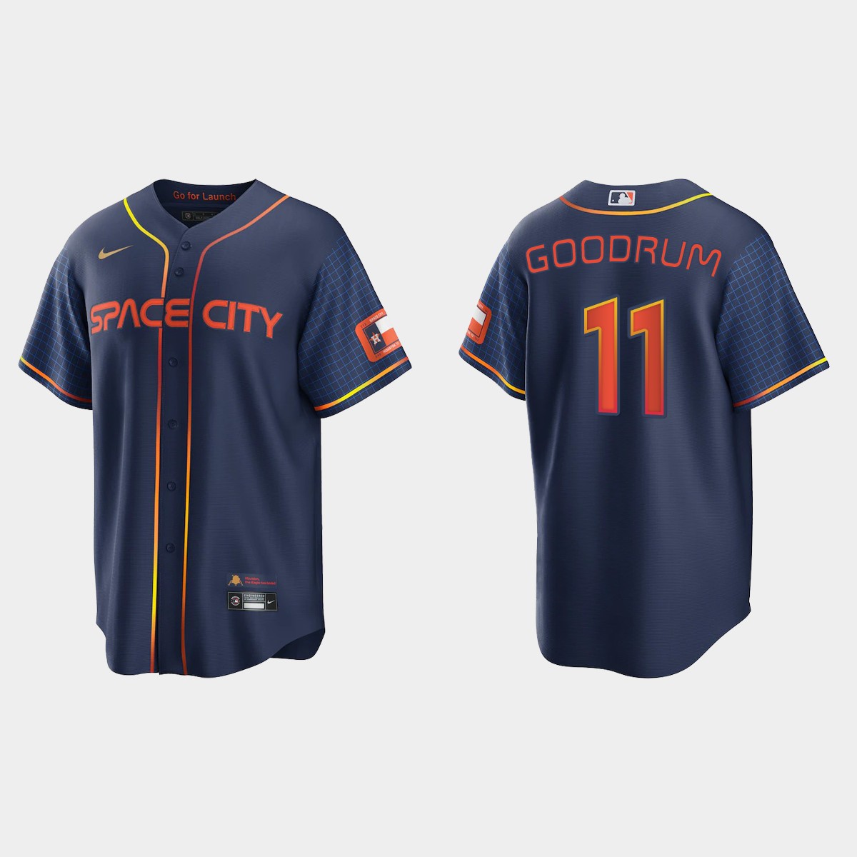 Men's Navy Houston Astros #11 Michael Brantley 2022 City Connect Cool Base Stitched Baseball Jersey