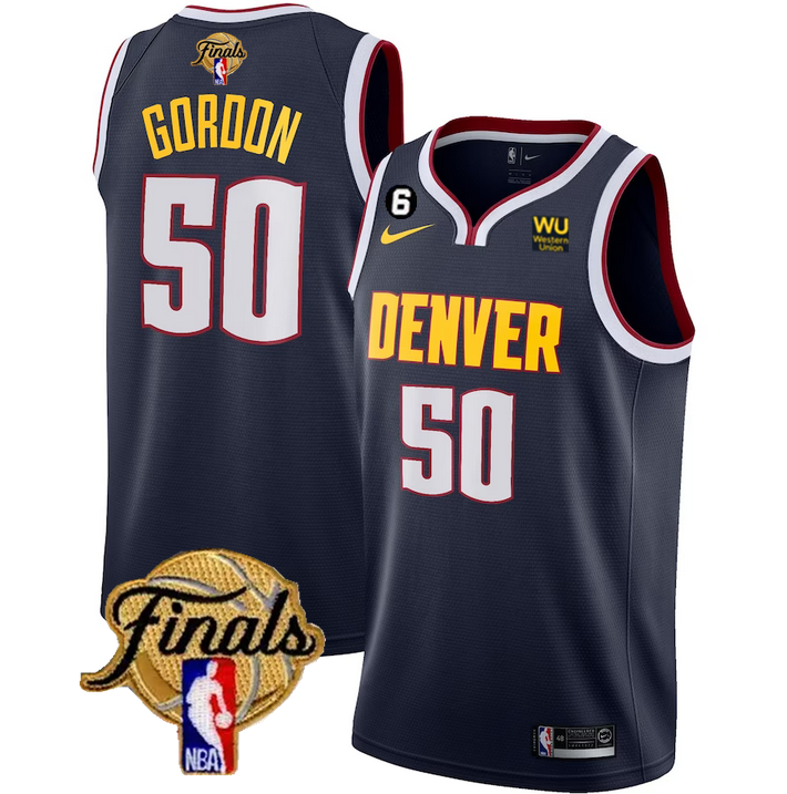 Men's Navy Denver Nuggets #50 Aaron Gordon 2023 Finals Icon Edition With NO.6 Patch Stitched Basketball Jersey
