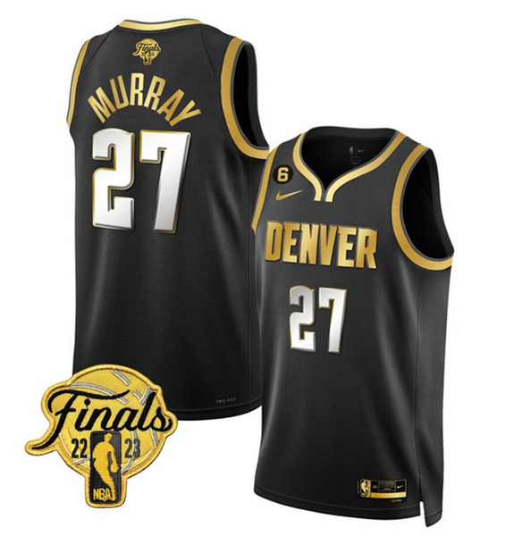 Men's Black Gold Denver Nuggets #27 Jamal Murray Edition 2023 Finals Collection With NO.6 Patch Stitched Basketball Jersey