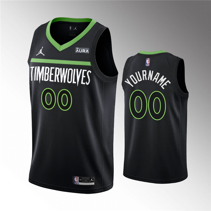 Men's Black Minnesota Timberwolves Active Player Custom Statement Edition Stitched Jersey