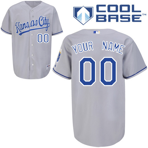 Men's Grey Kansas City Royals Personalized Cool Base Stitched Jersey