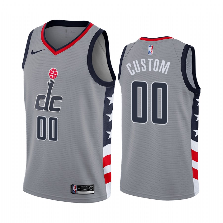 Men's Grey Washington Wizards Active Player 2020 City Edition Custom Stitched Basketball Jersey