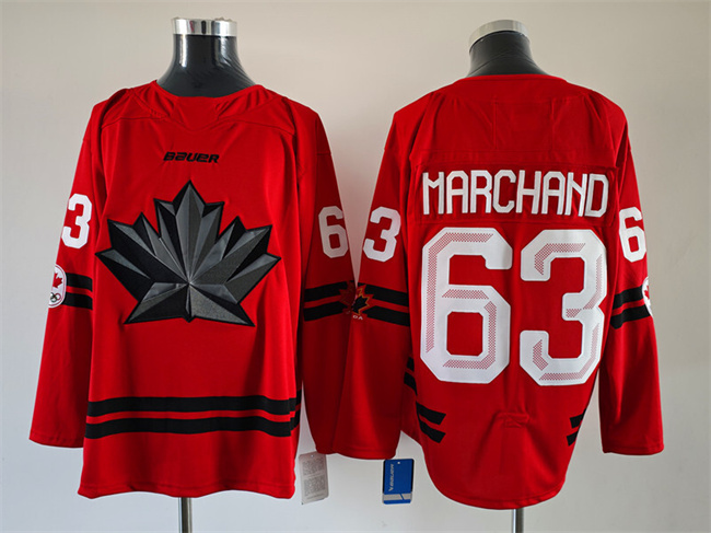 Men's Red Canada Hockey #63 Brad Marchand Stitched Jersey
