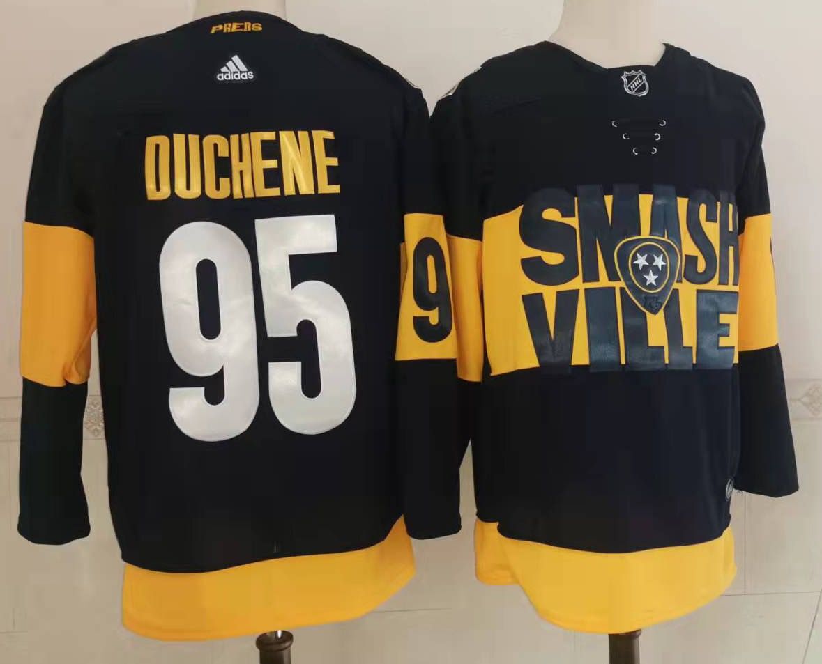 Men's Nashville Predators #95 Matt Duchene Black 2022 Stadium Series  Stitched Jersey