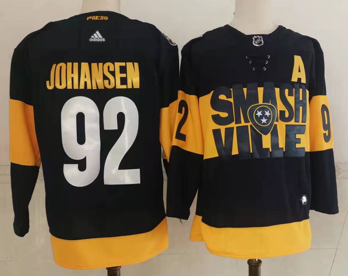 Men's Black Nashville Predators #92 Ryan Johansen 2022 Stadium Series  Stitched Jersey