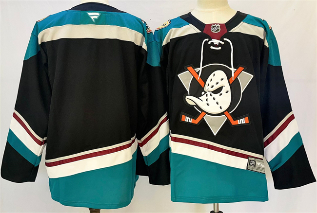 Men's Black/Teal Anaheim Ducks Blank 2024-25 Stitched Jersey