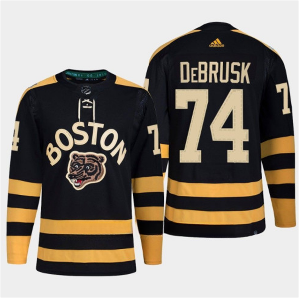 Men's Black Boston Bruins #74 Jake DeBrusk Classic Primegreen Stitched Jersey