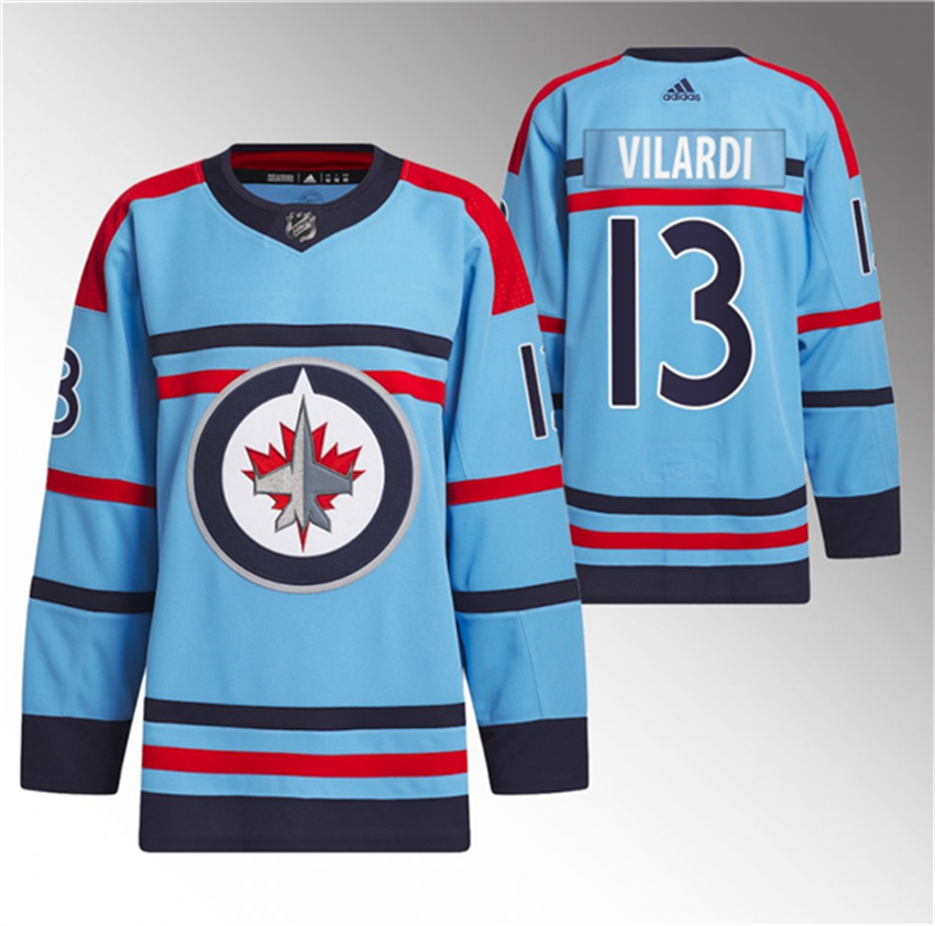 Men's Light Blue Winnipeg Jets #13 Gabriel Vilardi Anniversary Primegreen Stitched Jersey