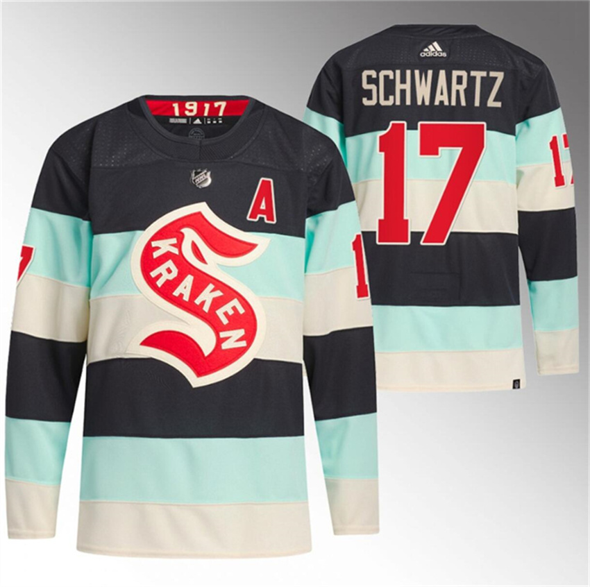 Men's Deep Sea Blue Seattle Kraken #17 Jaden Schwartz 2024 Winter Classic Stitched Jersey