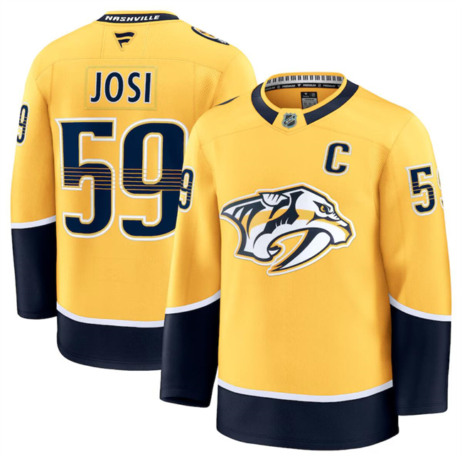 Men's Gold Nashville Predators #59 Roman Josi 2024-25 Stitched Hockey Jersey