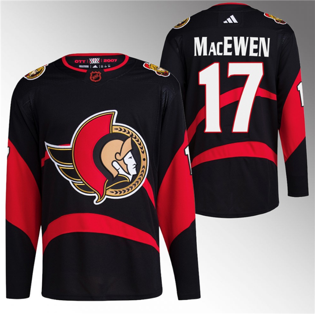 Men's Black Ottawa Senators #17 Zack MacEwen Reverse Retro Stitched Jersey