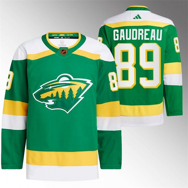 Men's Green Minnesota Wild #89 Frederick Gaudreau 2022-23 Reverse Retro Stitched Jersey