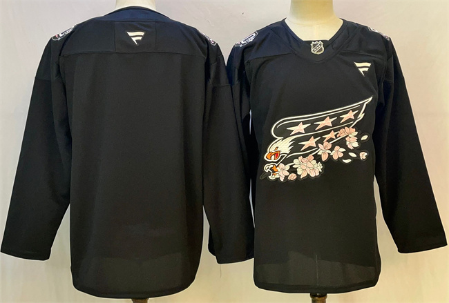 Men's Black Washington Capitals Blank Cherry Blossom Stitched Hockey Jersey