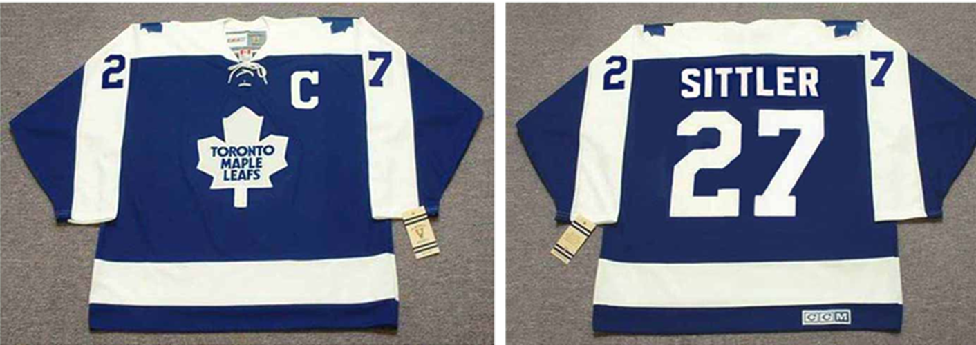 Men's Blue Toronto Maple Leafs #27 Darryl Sittler 1975 CCM Throwback Stitched Jersey