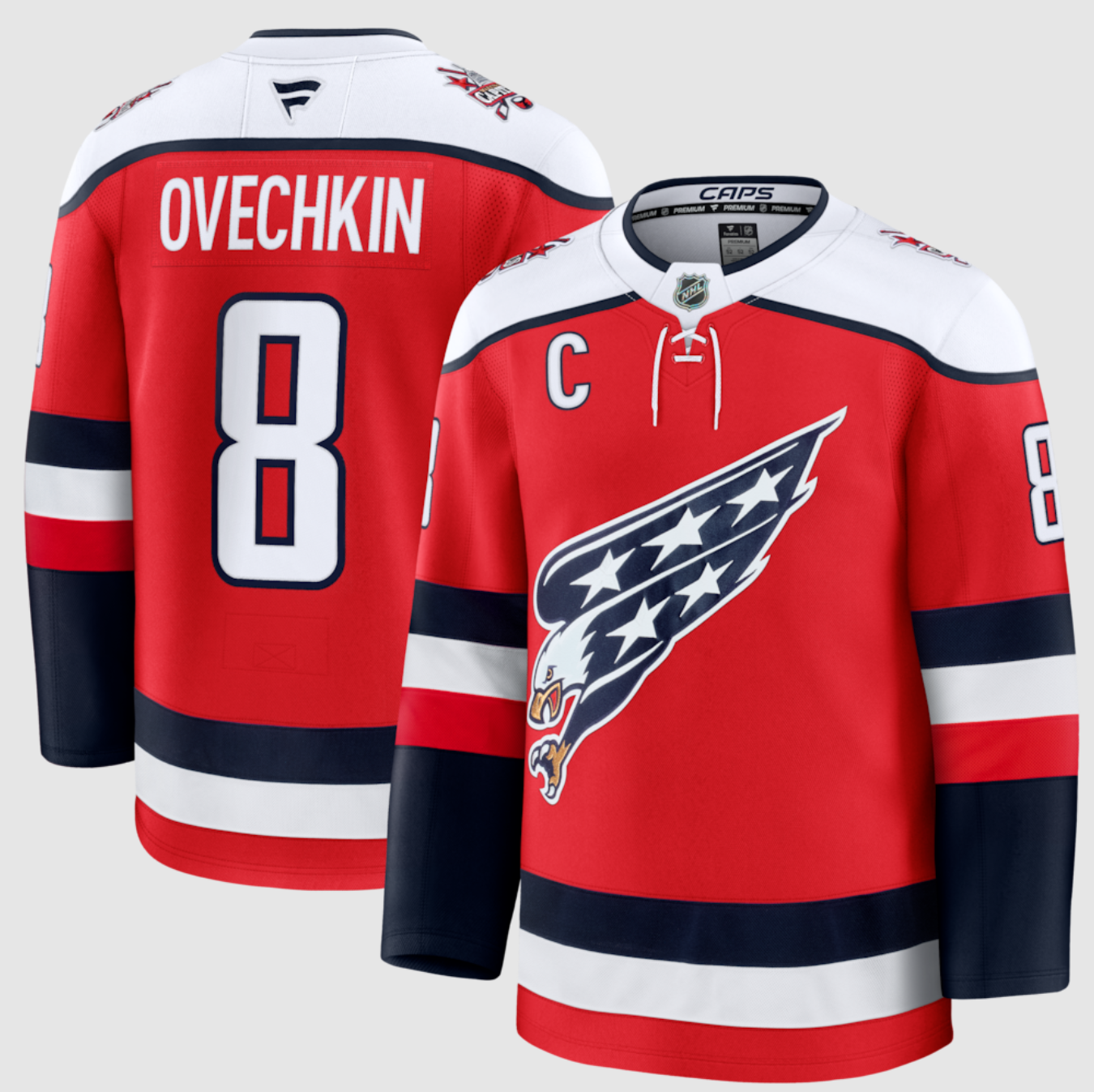 Men's Red Washington Capitals #8 Alexander Ovechkin 2025-26 With C Patch Alternate Stitched Hockey Jersey