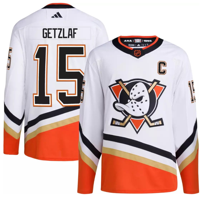 Men's White Anaheim Ducks #15 Ryan Getzlaf 2022-23 Reverse Retro Stitched Jersey
