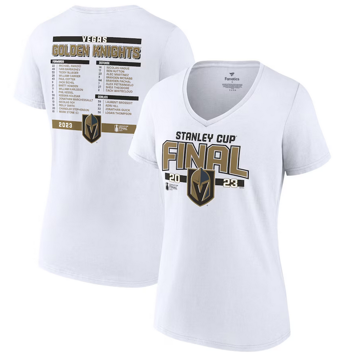 Women's White Vegas Golden Knights 2023 Stanley Cup Final Roster V-Neck T-Shirt
