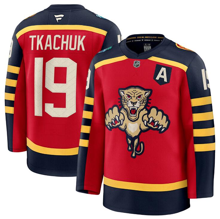 Men's Red Florida Panthers #19 Matthew Tkachuk 2026 Winter Classic Stitched Hockey Jersey