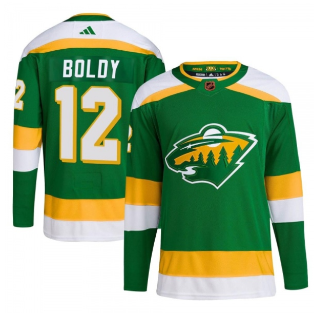 Men's Green Minnesota Wild #12 Matt Boldy 2022-23 Reverse Retro Stitched Jersey