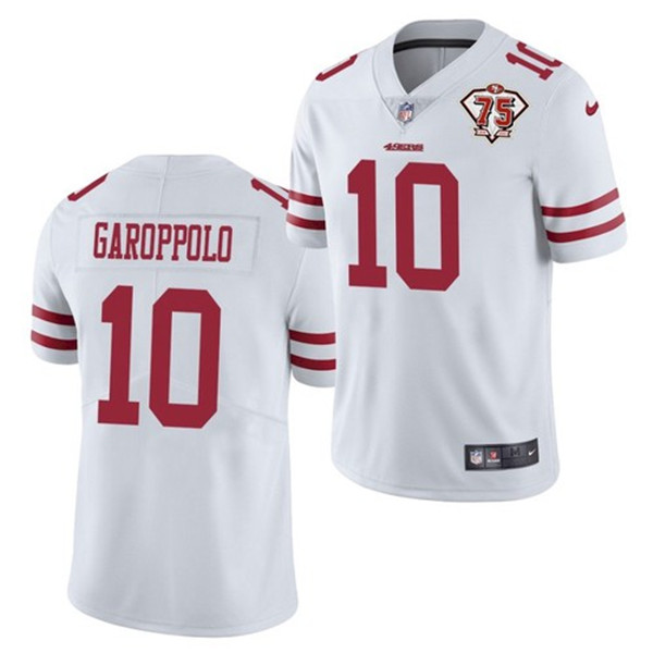 Men's White San Francisco 49ers #10 Jimmy Garoppolo 2021 75th Anniversary Vapor Untouchable Stitched NFL Jersey