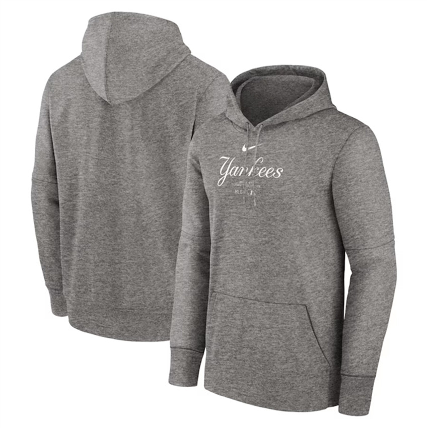 Men's Grey New York Yankees Collection Practice Performance Pullover Hoodie