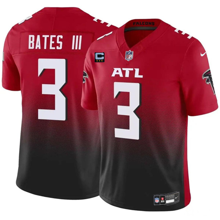 Youth Red/Black Atlanta Falcons #3 Jessie Bates III 2024 F.U.S.E With 3-Star C Patch Vapor Untouchable Limited Stitched Football Jersey