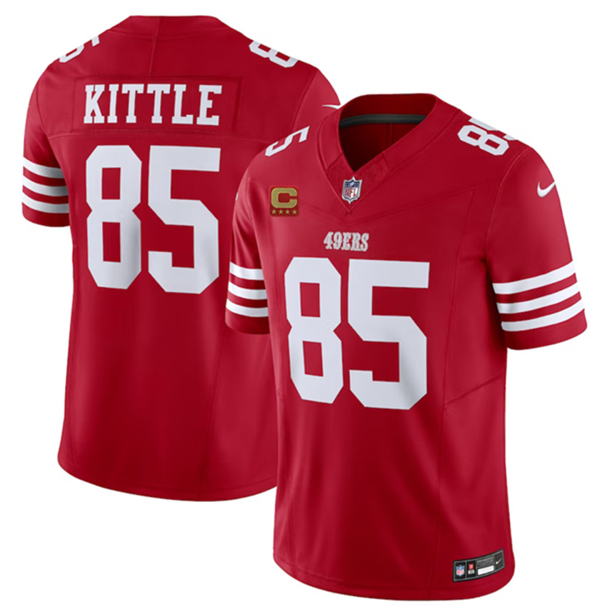 Men's Red San Francisco 49ers #85 George Kittle 2023 F.U.S.E. With 4-Star C Patch Vapor Untouchable Limited Stitched Football Jersey