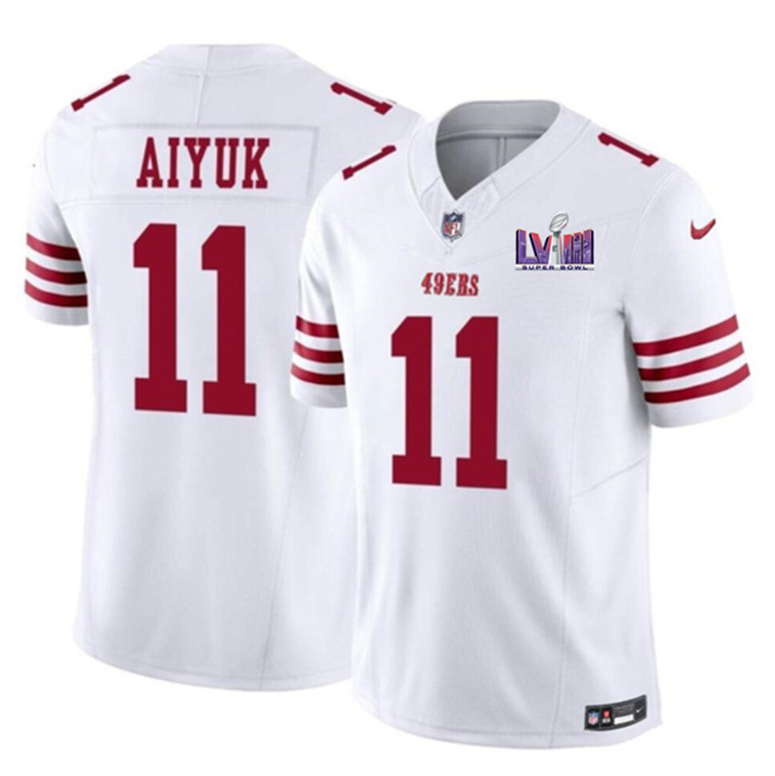 Men's White San Francisco 49ers #11 Brandon Aiyuk F.U.S.E. Super Bowl LVIII Patch Vapor Untouchable Limited Stitched Football Jersey