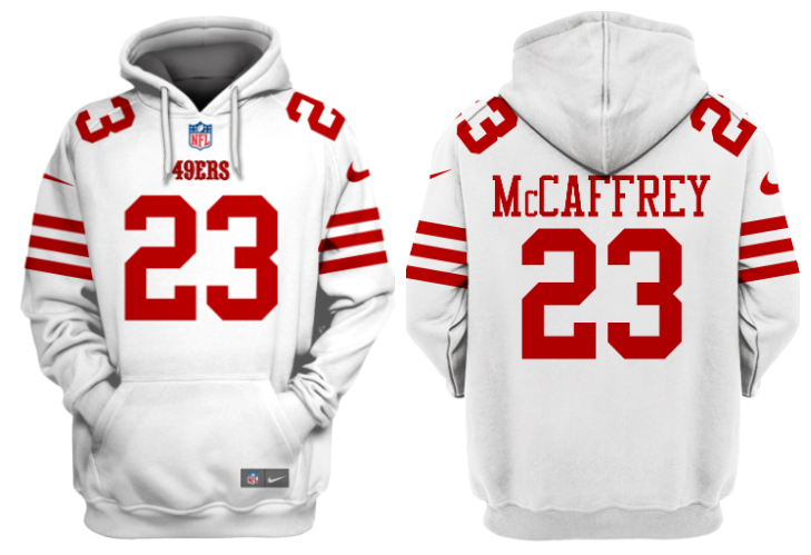 Men's White San Francisco 49ers #23 Christian McCaffrey Alternate Pullover Hoodie