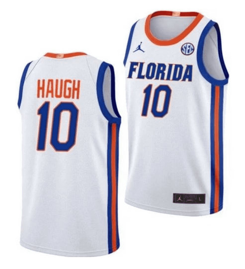 Men's White Florida Gators #10 Thomas Haugh Stitched Basketball Jersey