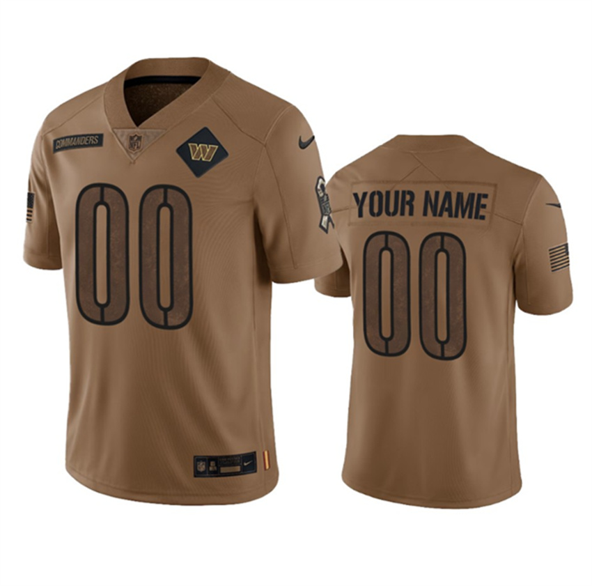 Men's Brown Washington Commanders Active Player Custom 2023 Salute To Setvice Limited Stitched Football Jersey