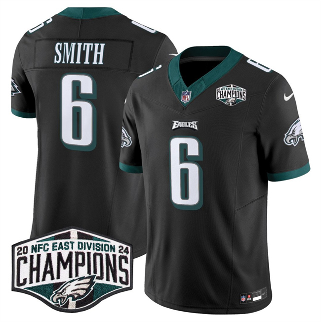Men's Black Philadelphia Eagles #6 DeVonta Smith 2024 NFC East Champions F.U.S.E. Vapor Untouchable Limited Stitched Football Jersey