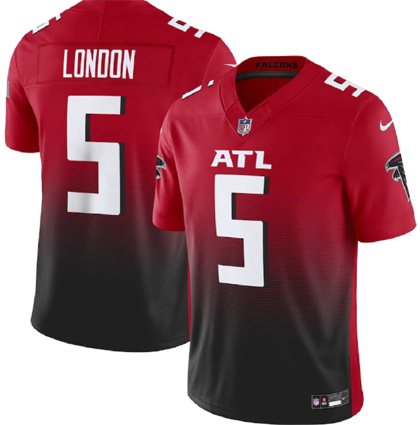 Men's Red/Black Atlanta Falcons #5 Drake London 2023 F.U.S.E. Vapor Untouchable Limited Stitched Football Jersey
