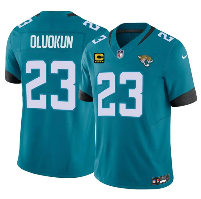 Men's Teal Jacksonville Jaguars #23 Foyesade Oluokun 2026 F.U.S.E. 4-Star C Patch Vapor Limited Stitched Football Jersey