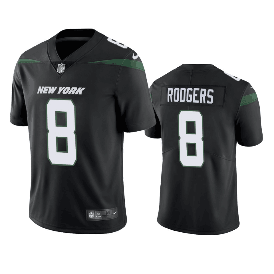 Men's Black New York Jets #8 Aaron Rodgers Vapor Untouchable Limited Stitched Jersey