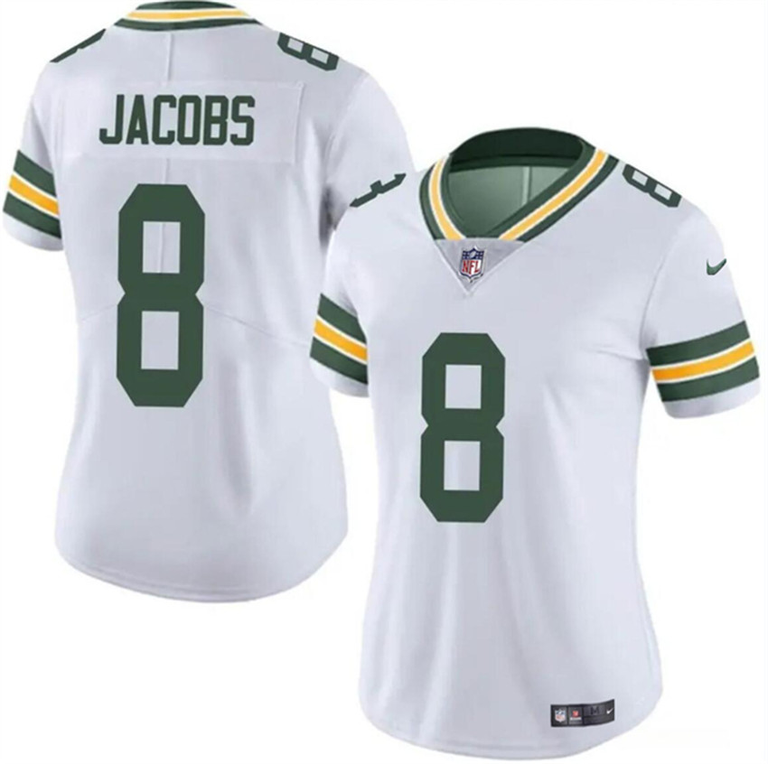 Women's White Green Bay Packers #8 Josh Jacobs Vapor Untouchable Limited Stitched Jersey(Run Small)