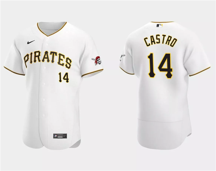 Men's White Pittsburgh Pirates #14 Rodolfo Castro Flex Base Stitched Baseball Jersey